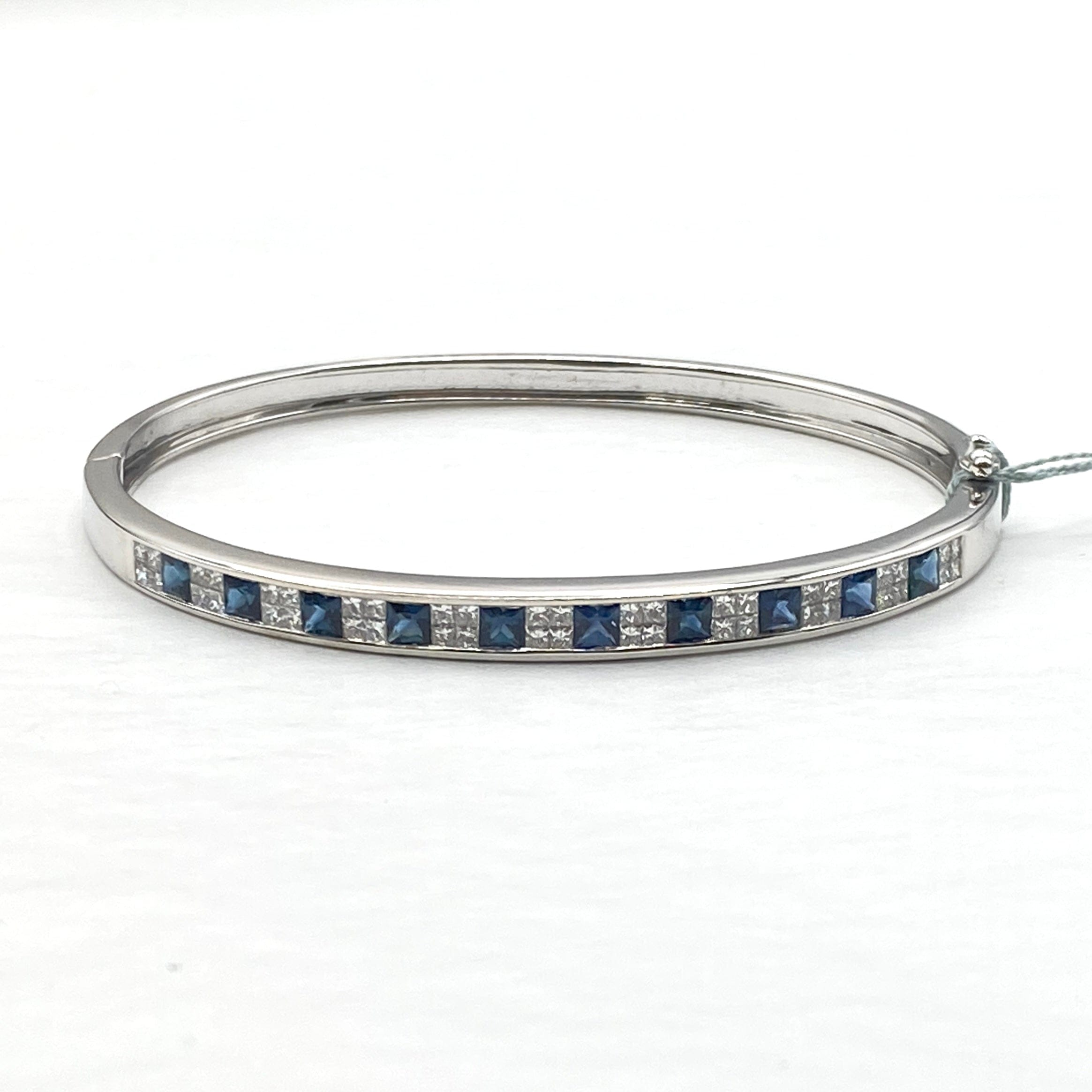Luxury Promise Japan 750 Sapphire Bangle S1.60 D0.94 17.4g 54952