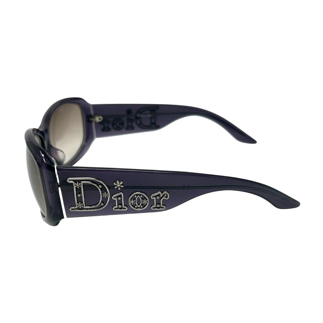 Luxury Promise Japan Christian Dior Vintage Logo Sunglass Shades Purple Silver Plastic Accessory