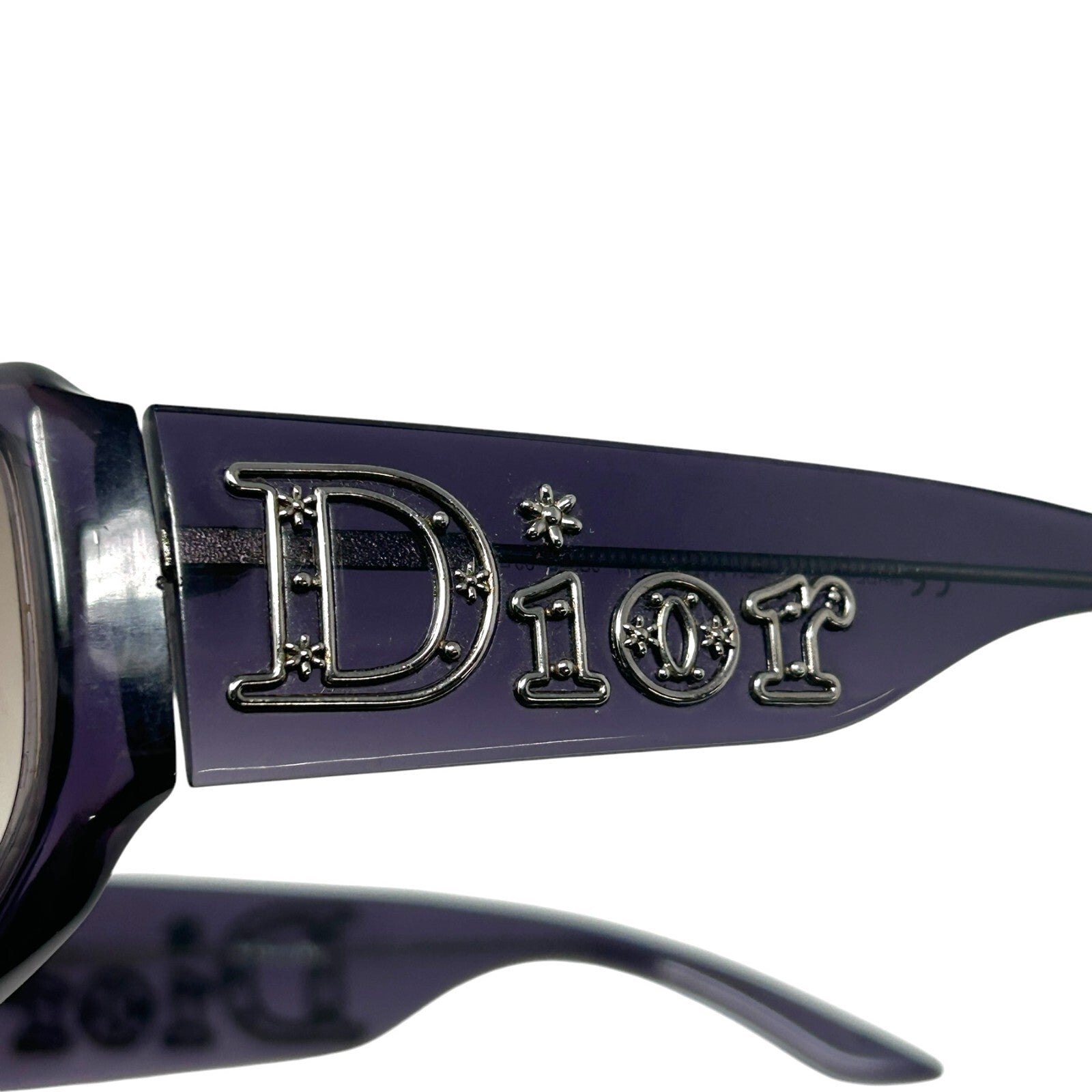 Luxury Promise Japan Christian Dior Vintage Logo Sunglass Shades Purple Silver Plastic Accessory