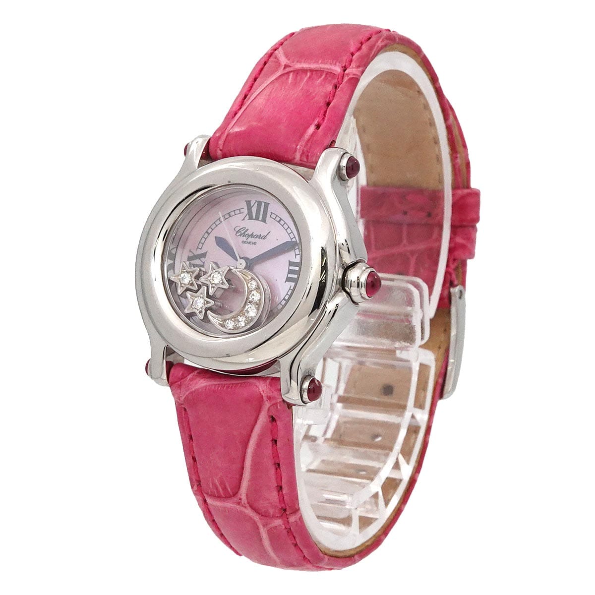Luxury Promise Japan Chopard Happy Sports 27 8245 21 Women's Diamond Moon Star Pink Shell Quartz Watch (90288685)
