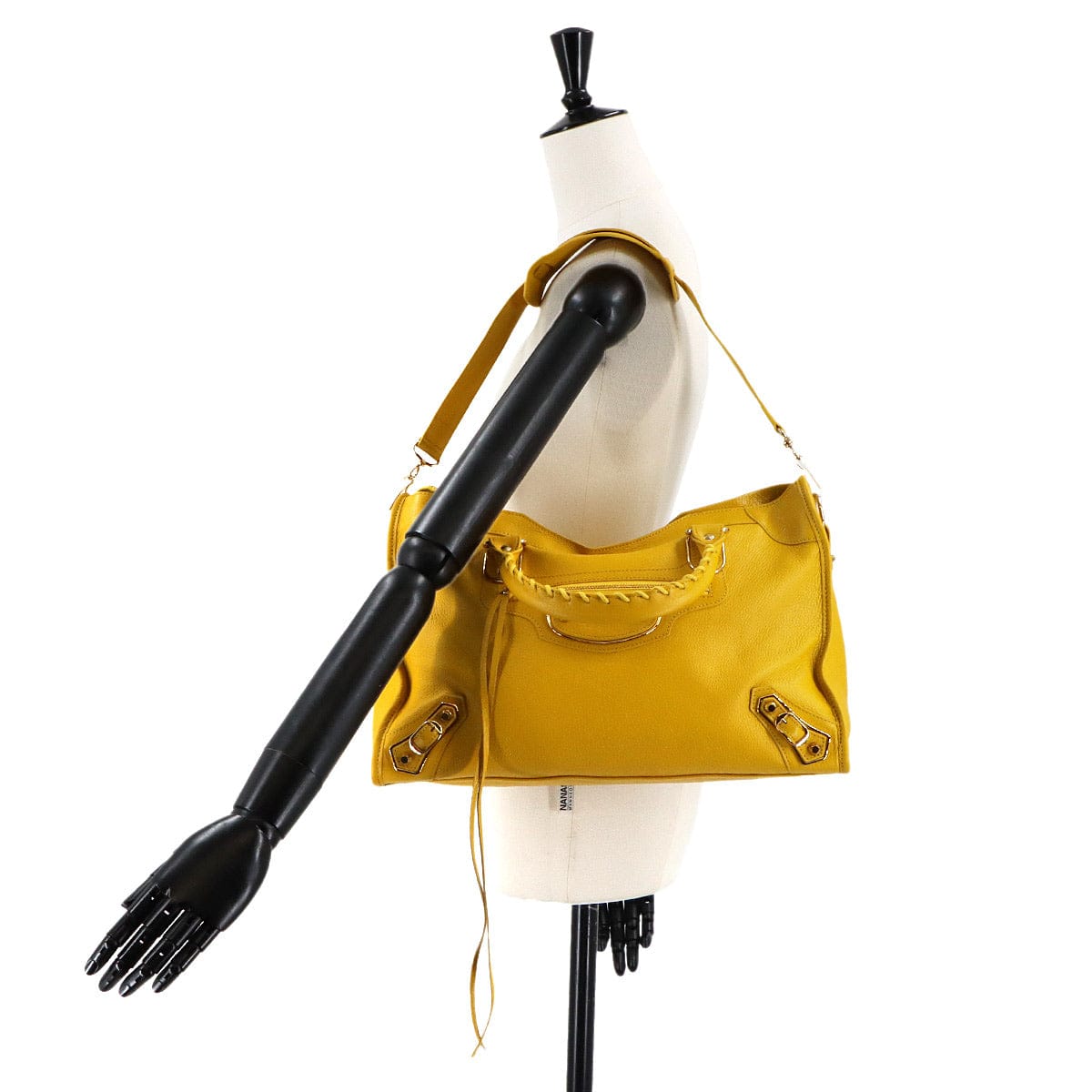 Luxury Promise Japan BALENCIAGA Classic Metallic Edge City 2-way Hand/Shoulder Bag, Leather, Yellow, 390154 (Balenciaga 90318057)