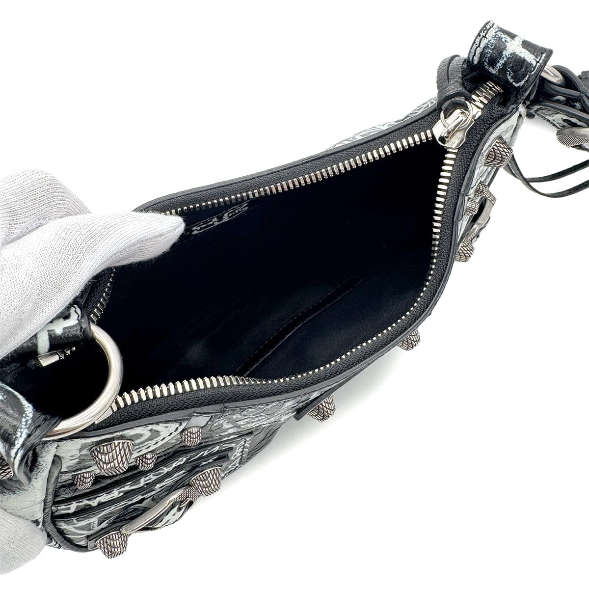 Luxury Promise Japan BALENCIAGA LE CAGOLE XS SHOULDER BAG BLACK WHITE LEATHER 90291890