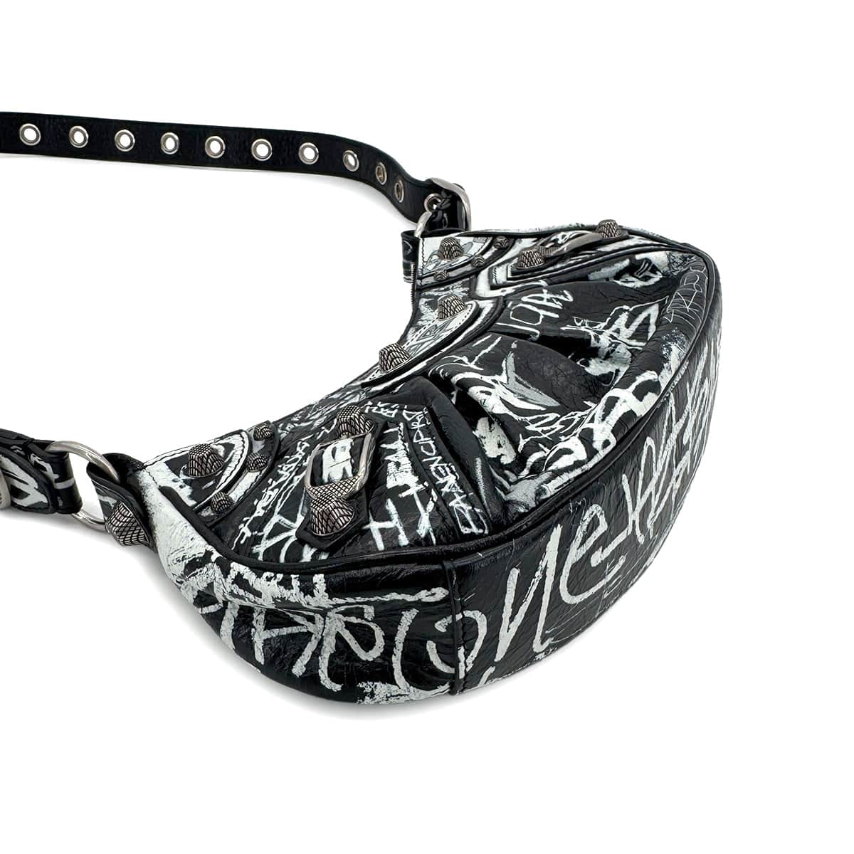 Luxury Promise Japan BALENCIAGA LE CAGOLE XS SHOULDER BAG BLACK WHITE LEATHER 90291890