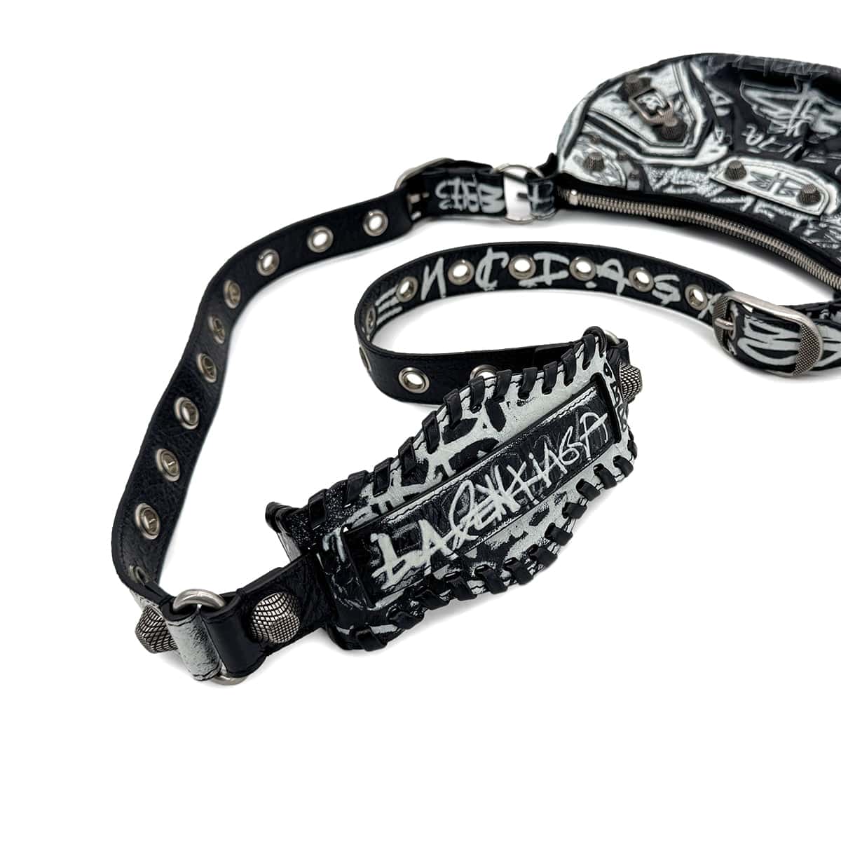 Luxury Promise Japan BALENCIAGA LE CAGOLE XS SHOULDER BAG BLACK WHITE LEATHER 90291890