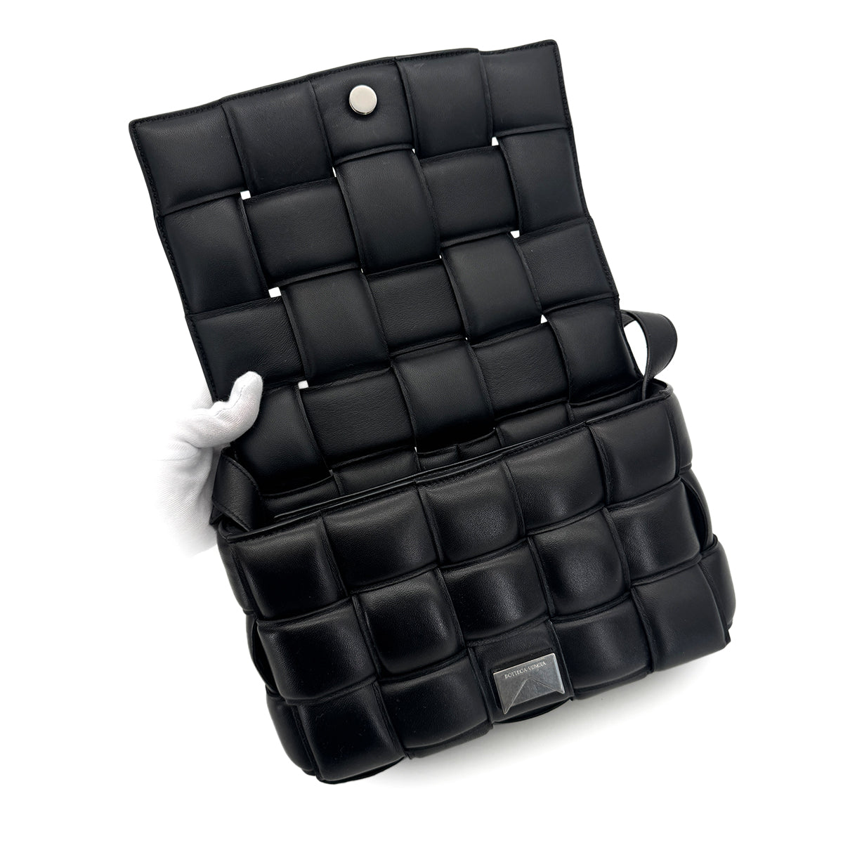 Luxury Promise Japan BOTTEGA VENETA INTRECCIATO PADDED CASSETTE SHOULDER BAG BLACK 591970 90299813