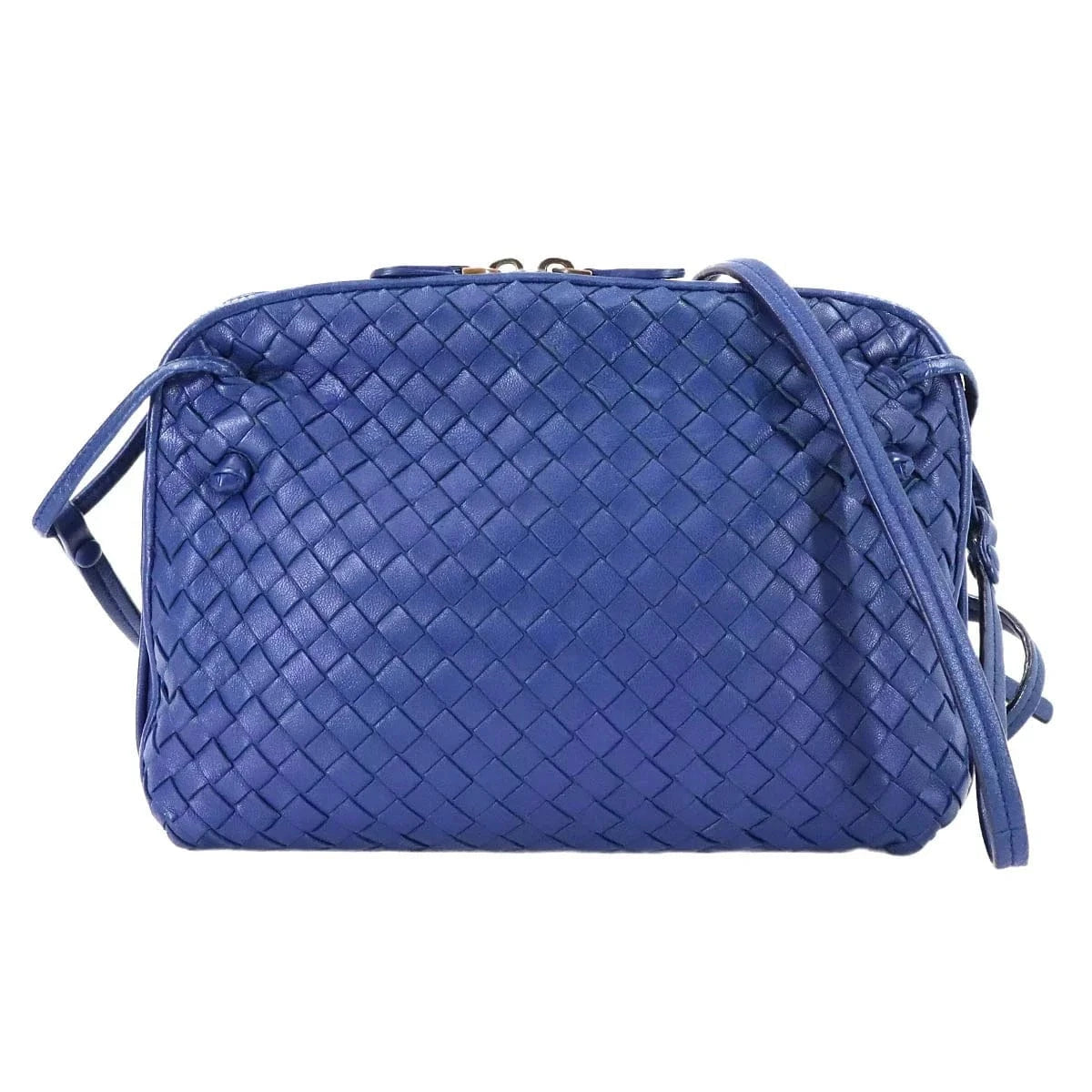 Luxury Promise Japan BOTTEGA VENETA Intrecciato Shoulder Bag Leather Blue Purse 90285233