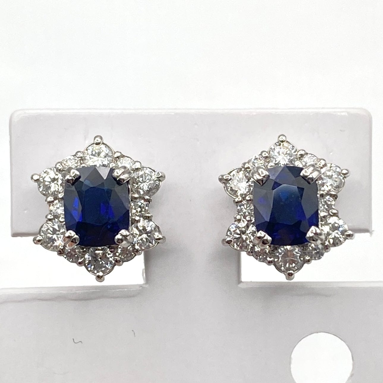 Luxury Promise Japan Burma NOHEAT Pt900 Sapphire Earrings S1.07 S1.10 D0.41*2 4.8g GIA*2/Certificate*2 52457