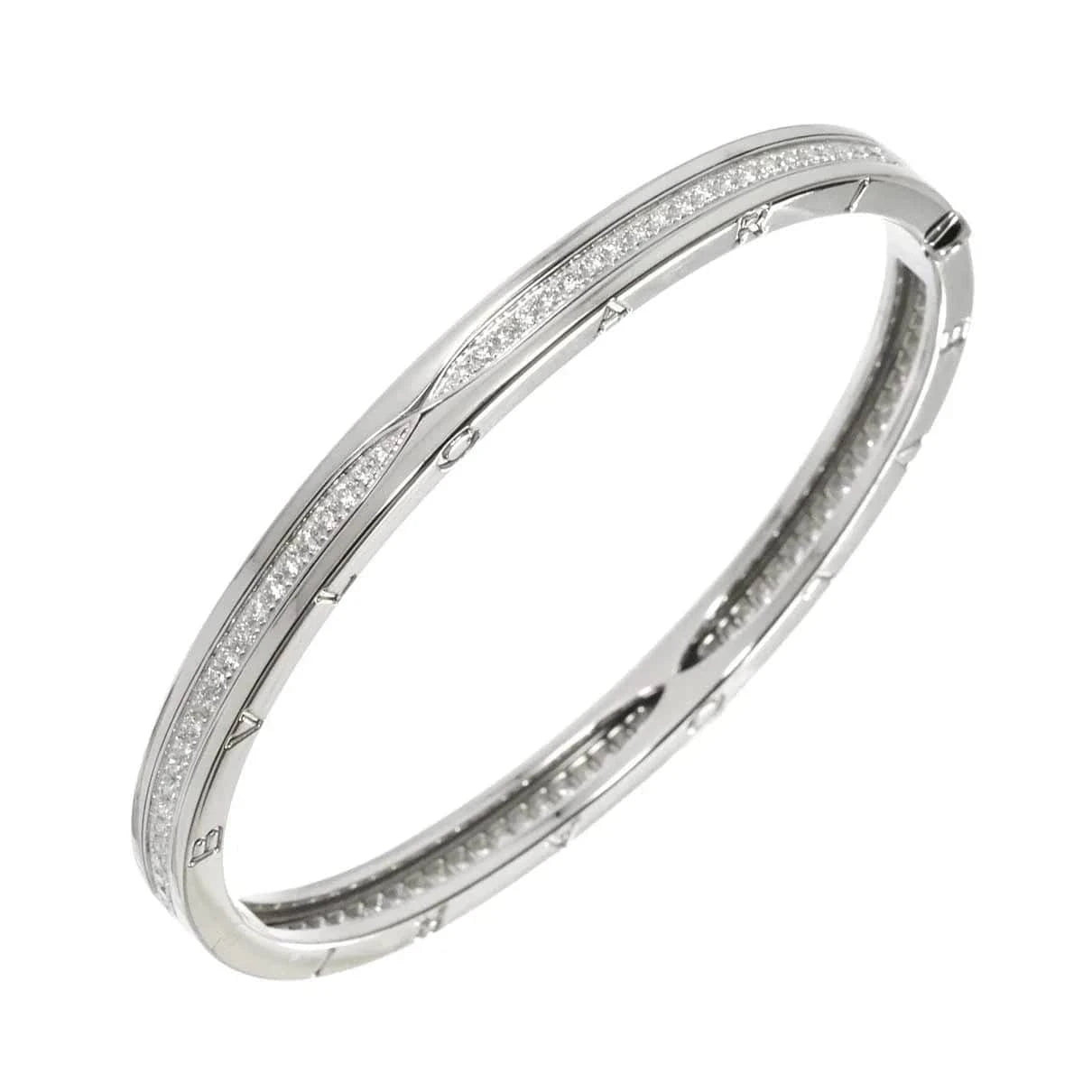Luxury Promise Japan BVLGARI B-zero1 Pave Diamond Bracelet 18K White Gold 750 90280384