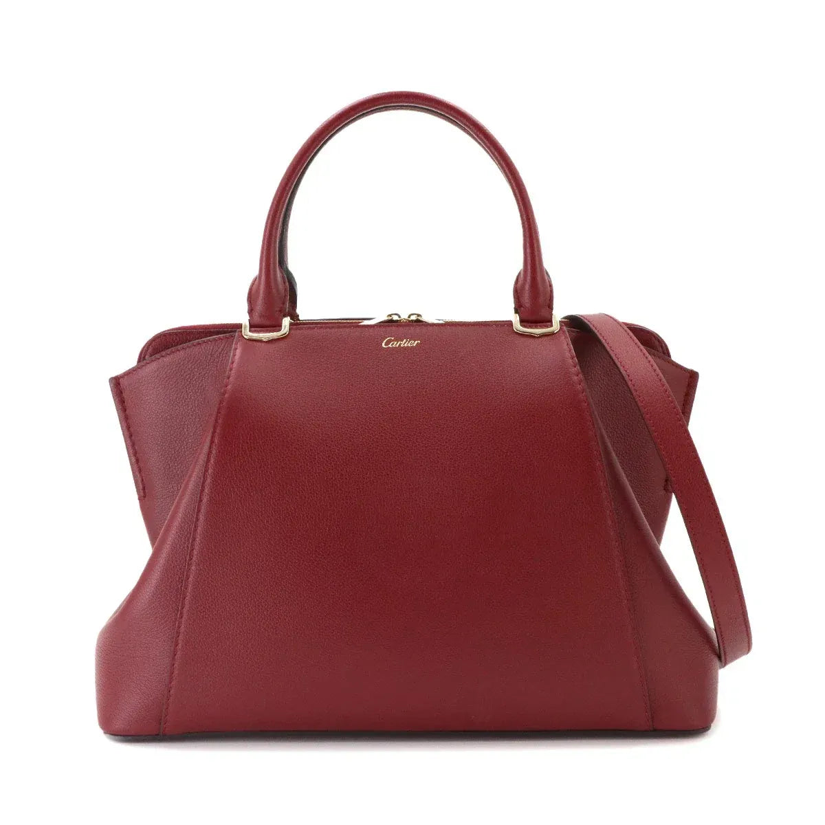 Luxury Promise Japan Cartier C de Cartier 2way Hand Shoulder Bag Leather Bordeaux 90339862