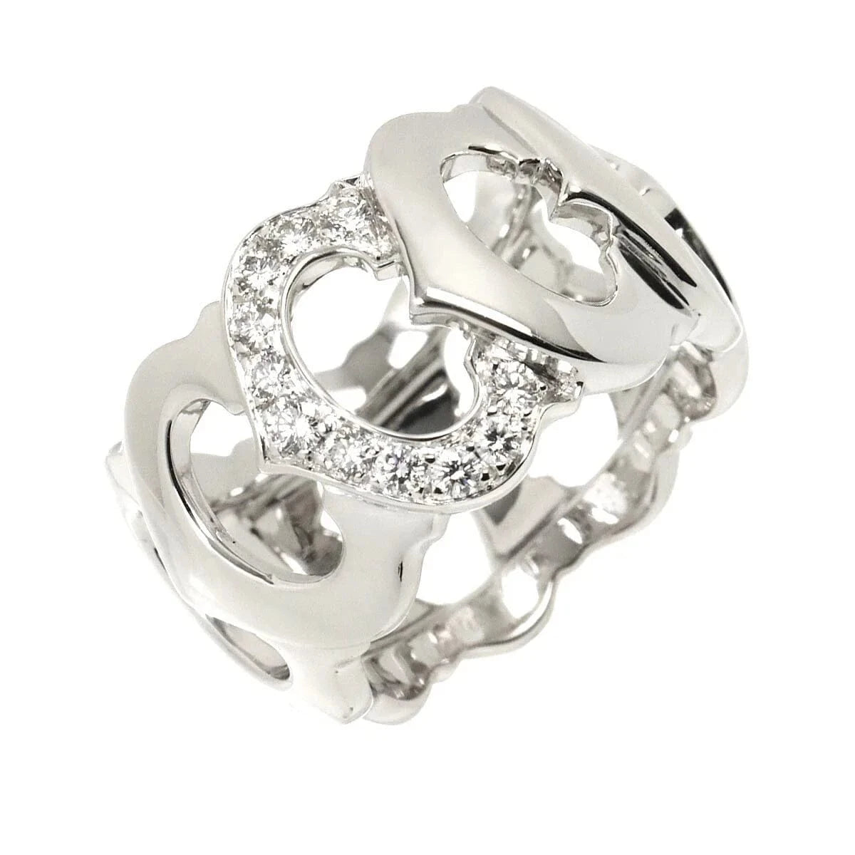 Luxury Promise Japan Cartier C De Diamond Ring 18K White Gold 750 size48 4.5(US) 90278423