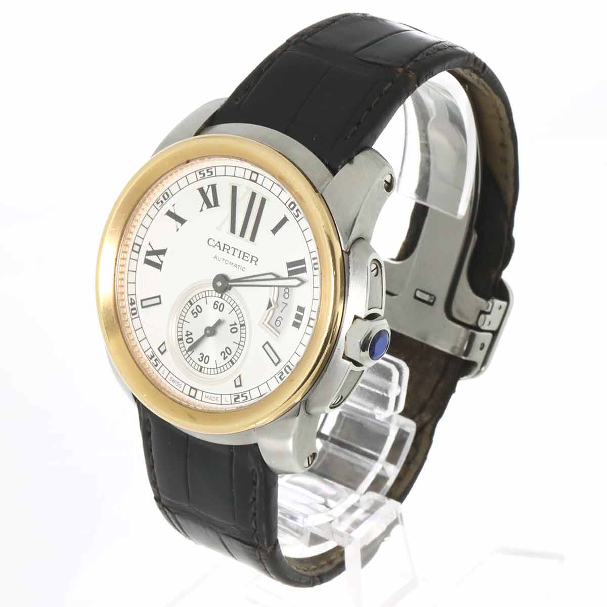 Luxury Promise Japan Cartier Calibre de Cartier Two-Tone Men's Watch W7100011, Date, Silver, PG, Automatic, Cartier, 90288537