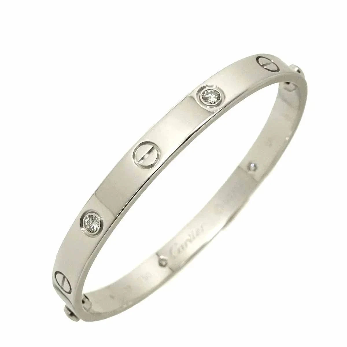 Luxury Promise Japan Cartier Love Bracelet Diamond 4P Bangle 18K WG 750 Size17 90291519