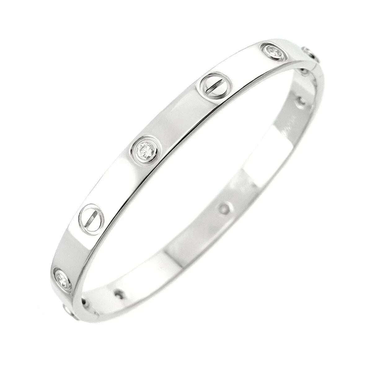 Luxury Promise Japan Cartier Love Bracelet Diamond 6P Bangle 18K WG 750 Size16 90274684