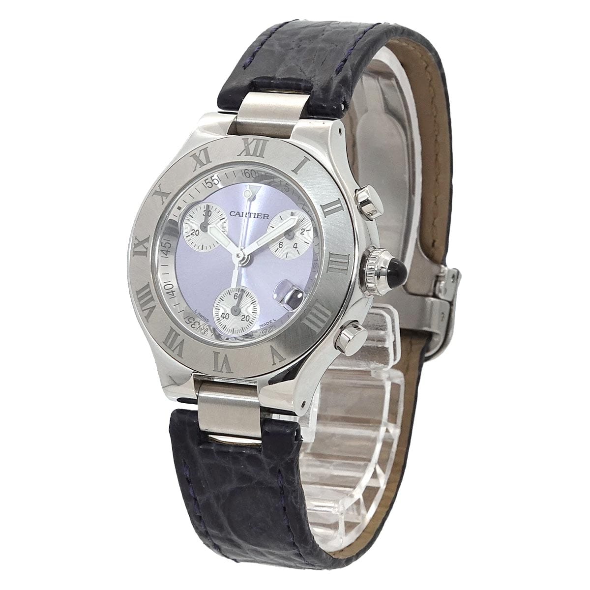 Luxury Promise Japan Cartier Must 21 Chronoscaph Vantianne W1020013 Chronograph Women's Watch with Date Display, Blue Quartz Movement, Cartier 90308029