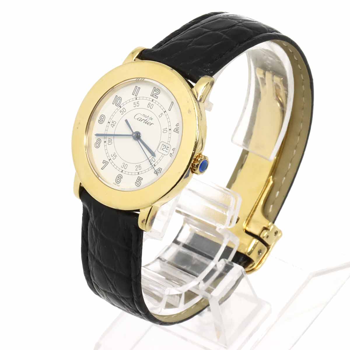 Luxury Promise Japan Cartier Must Ronde Vermeil LM W100844B Men's Watch, Date, Ivory, SV925, Quartz Watch, Must Ronde Vermeil, Cartier 90314962