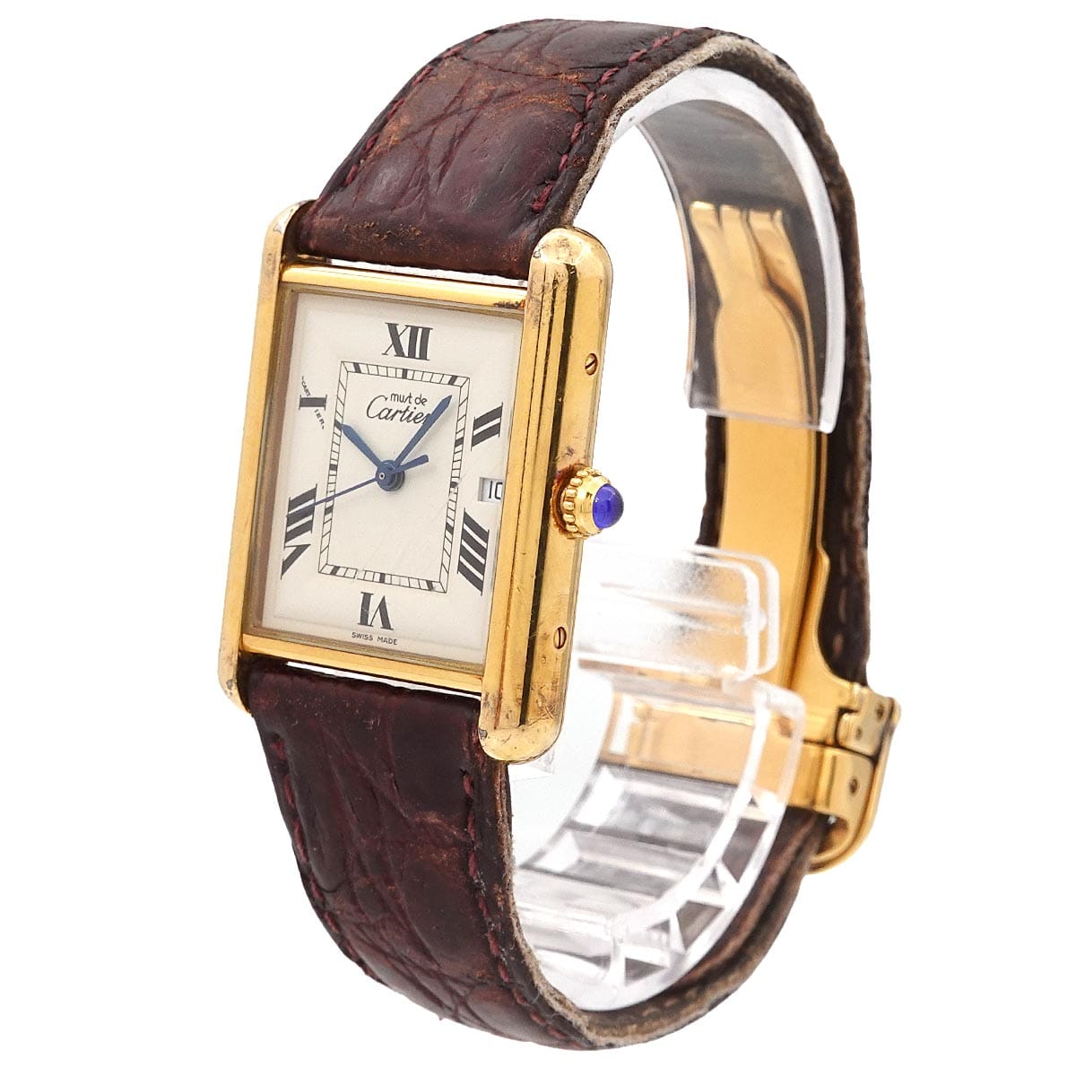 Luxury Promise Japan Cartier Must Tank Vermeil W1013754 Men's Ivory SV925 Quartz Watch 90307794