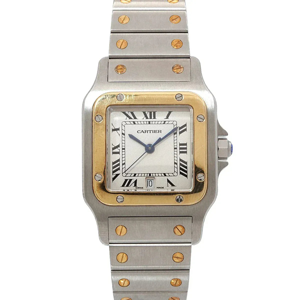 Luxury Promise Japan Cartier Santos Galbee LM W20011C4 YG Cream Dial Mens Watch 90313034
