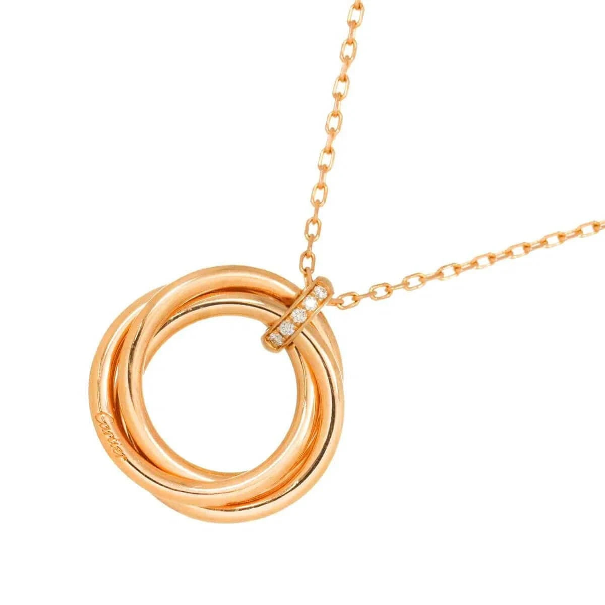 Luxury Promise Japan Cartier Trinity Diamond Necklace 18K PG 750 90273687