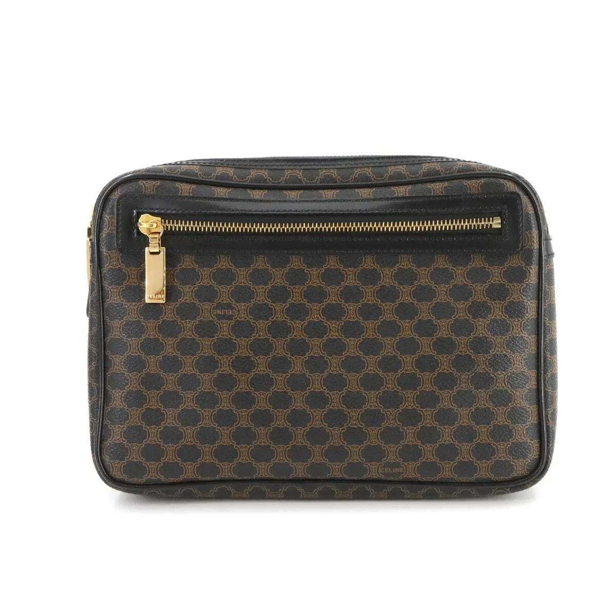 Luxury Promise Japan CELINE Macadam Clutch Bag Pouch Leather PVC Black Brown Vintage 90279189