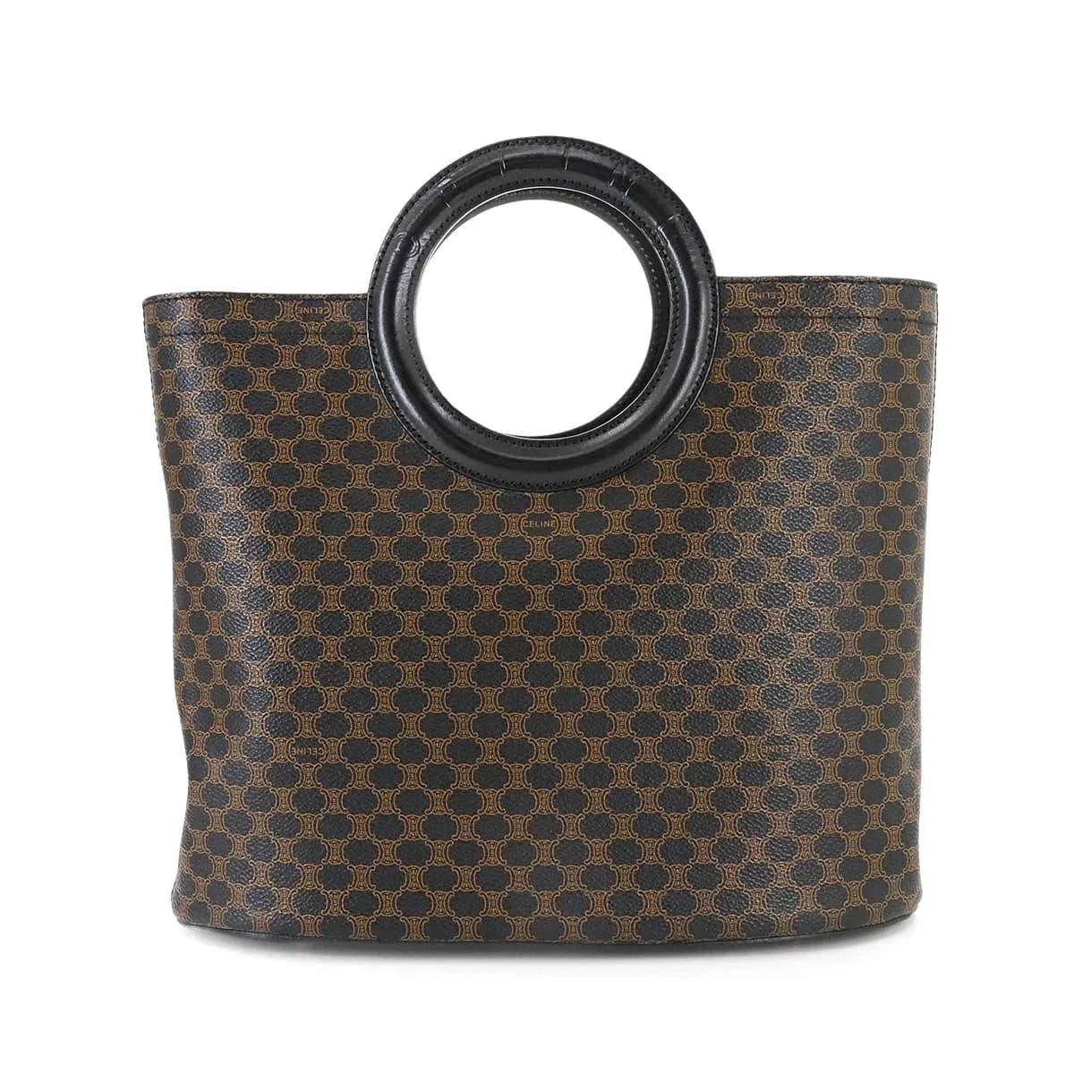 Luxury Promise Japan CELINE Macadam Hand Bag Leather PVC Black Brown Vintage Purse 90287631