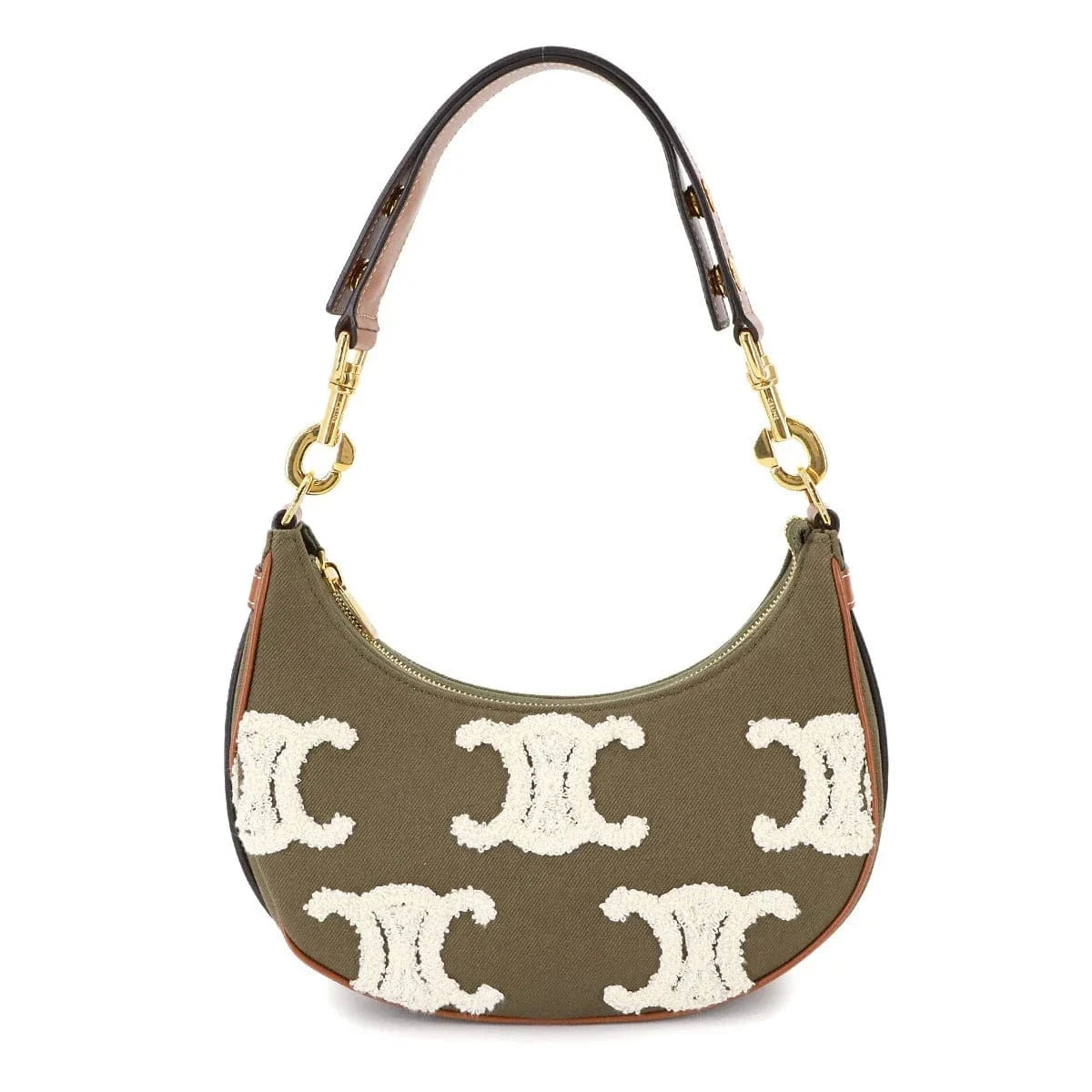 Luxury Promise Japan CELINE Triomphe Ava Shoulder Bag Canvas Leather Khaki 196922EFT.15KZ 90284807