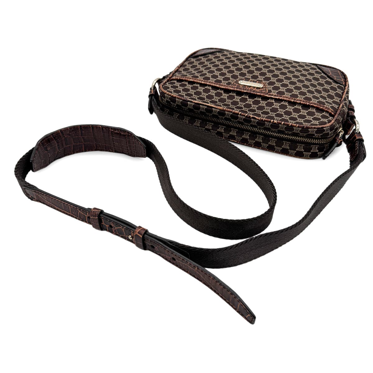 Luxury Promise Japan CELINE VINTAGE MACADAM SHOULDER BAG BROWN CANVAS LEATHER 90291887