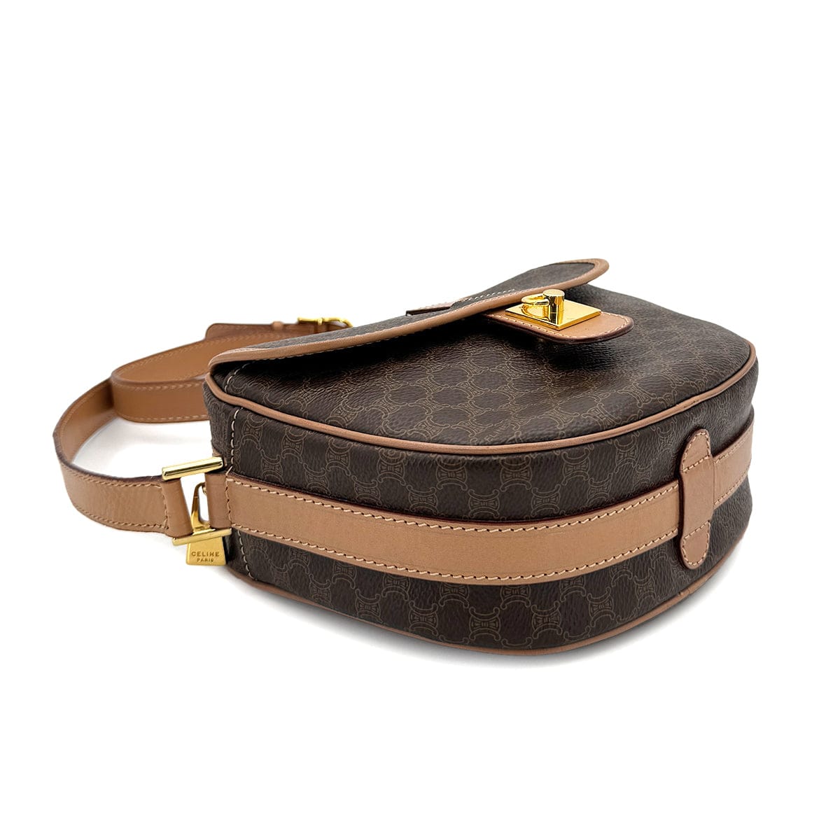 Luxury Promise Japan CELINE VINTAGE MACADAM SHOULDER BAG BROWN PVC LEATHER 90299088