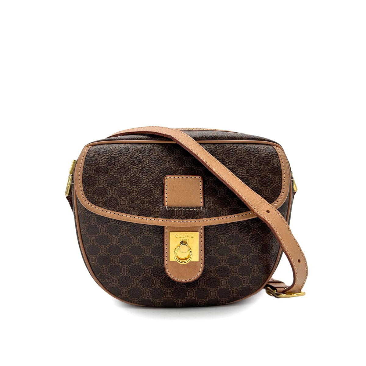 Luxury Promise Japan CELINE VINTAGE MACADAM SHOULDER BAG BROWN PVC LEATHER 90299088
