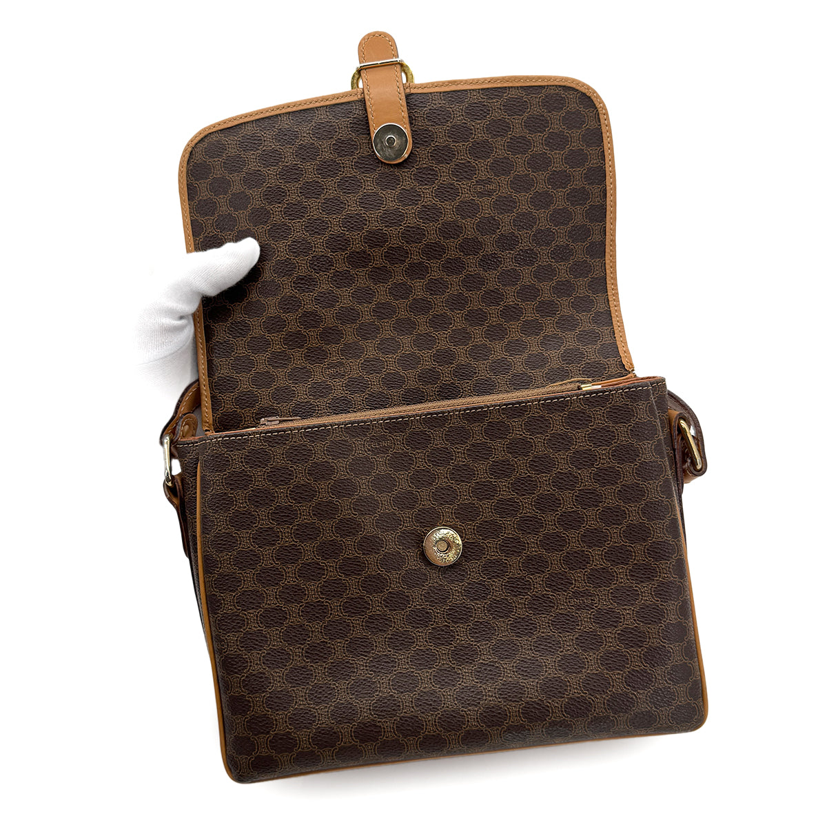 Luxury Promise Japan CELINE VINTAGE MACADAM SHOULDER BAG BROWN PVC LEATHER 90299310