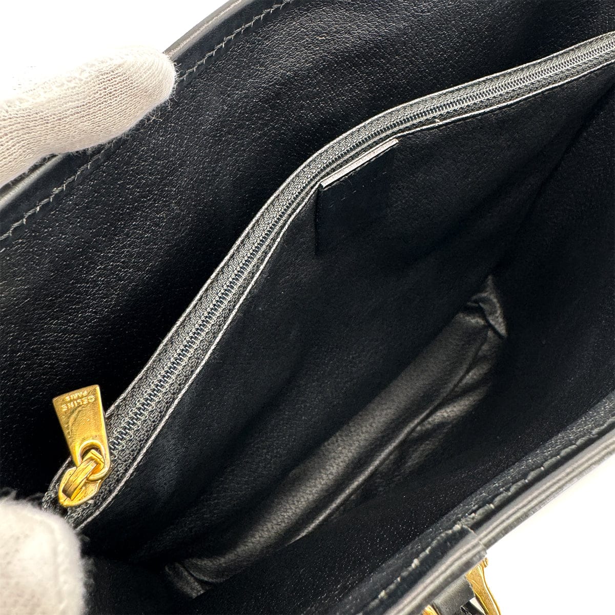Luxury Promise Japan CELINE VINTAGE MACADAM TOTE BAG BLACK LEATHER PVC 90291898