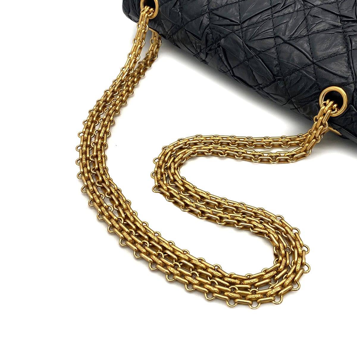 Luxury Promise Japan CHANEL 2.55 CHAIN SHOULDER BAG BLACK LEATHER GOLD HARDWARE 90317289