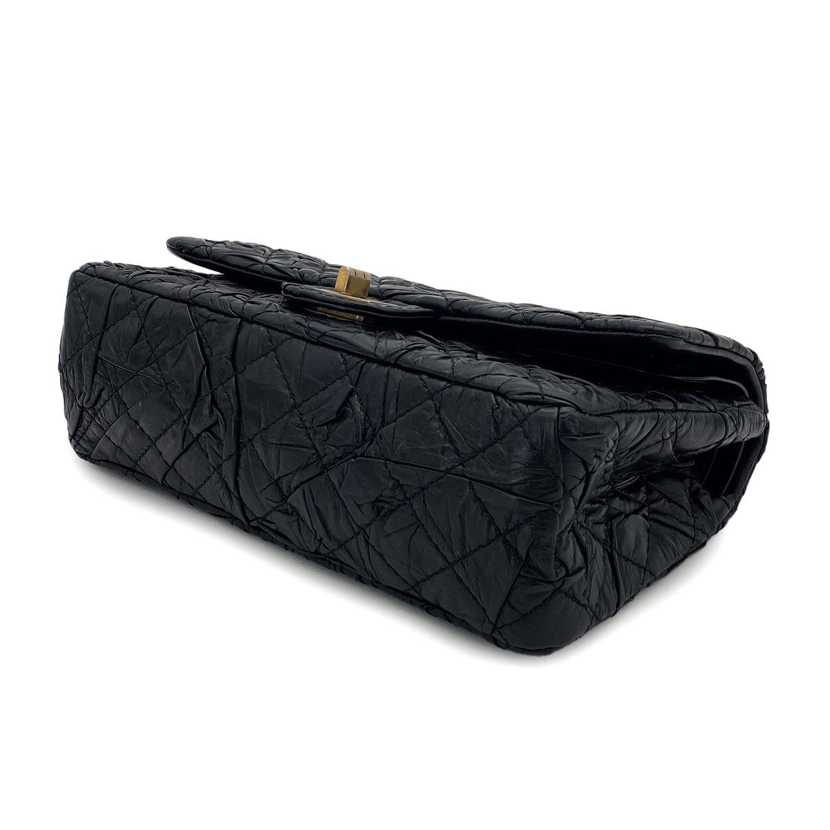 Luxury Promise Japan CHANEL 2.55 CHAIN SHOULDER BAG BLACK LEATHER GOLD HARDWARE 90317289