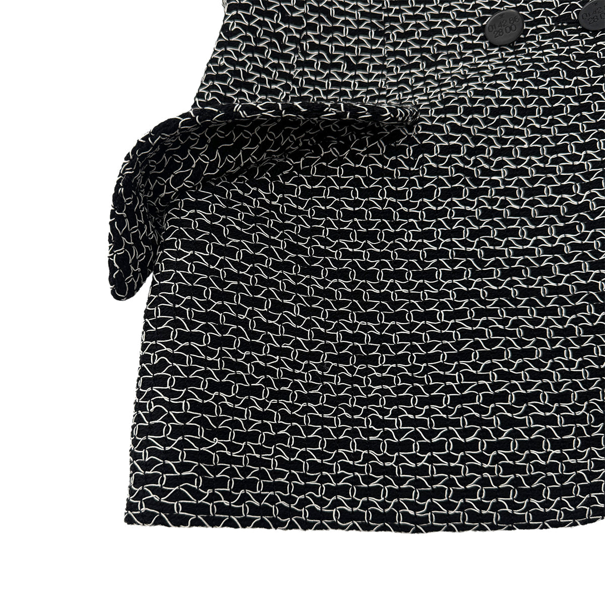 Luxury Promise Japan CHANEL BOUTIQUE VINTAGE DOUBLE BUTTON JACKET BLACK WHITE WOOL 38 98P RTW 90289566