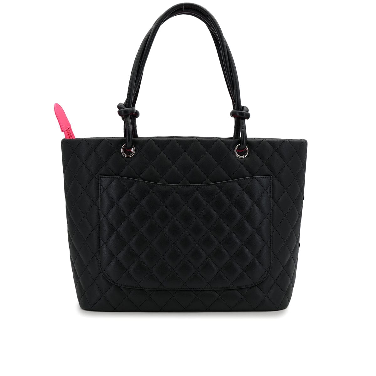 Luxury Promise Japan CHANEL CAMBON LINE COCOMARK TOTE BAG BLACK PINK ENAMEL LEATHER 90310831
