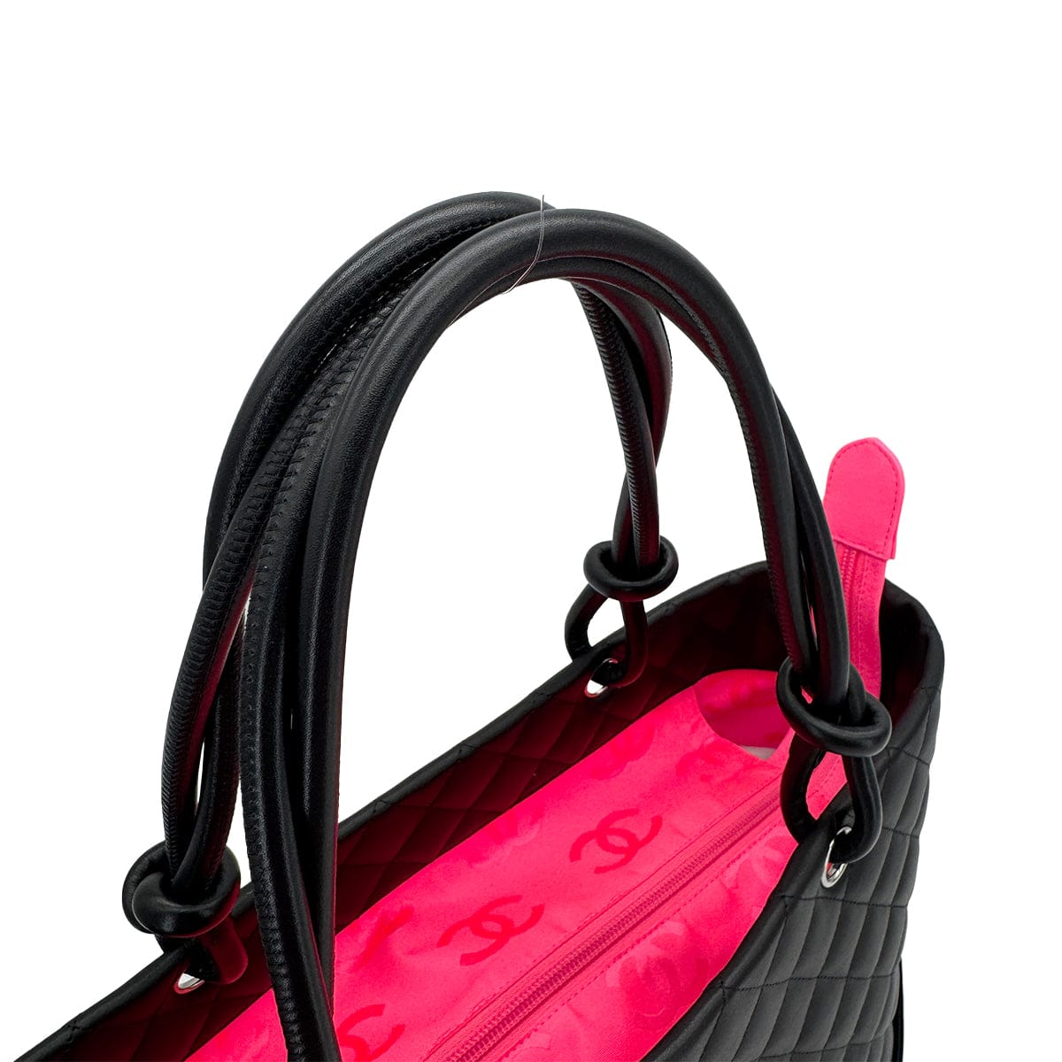 Luxury Promise Japan CHANEL CAMBON LINE COCOMARK TOTE BAG BLACK PINK ENAMEL LEATHER 90310831