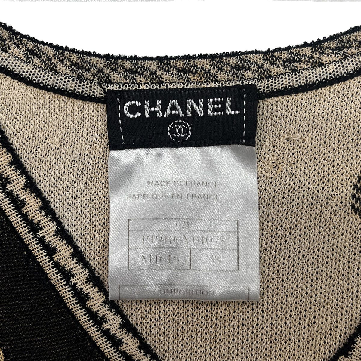 Luxury Promise Japan CHANEL CAMELLIA SLEEVELESS TOPS BLACK BEIGE RAYON 38 02P RTW 90288025