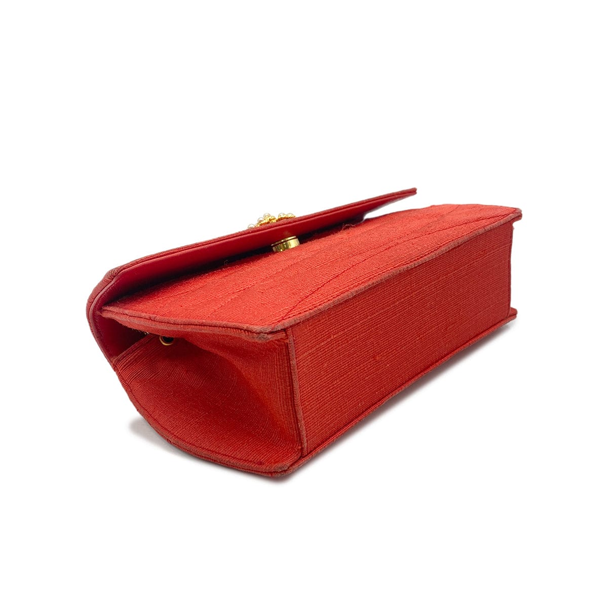 Luxury Promise Japan CHANEL CHAIN SHOULDER BAG FAKE PEARL RED FABRIC 90268198