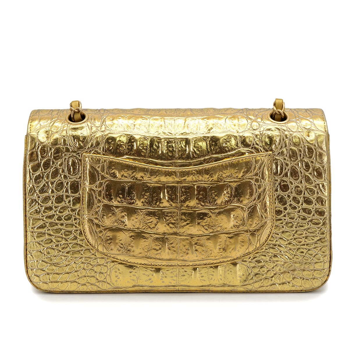 Luxury Promise Japan CHANEL CHAIN SHOULDER BAG GOLD CROCODILE EMBOSSED GOLD HARDWARE 90321015