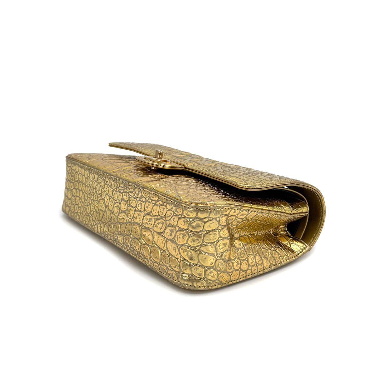 Luxury Promise Japan CHANEL CHAIN SHOULDER BAG GOLD CROCODILE EMBOSSED GOLD HARDWARE 90321015