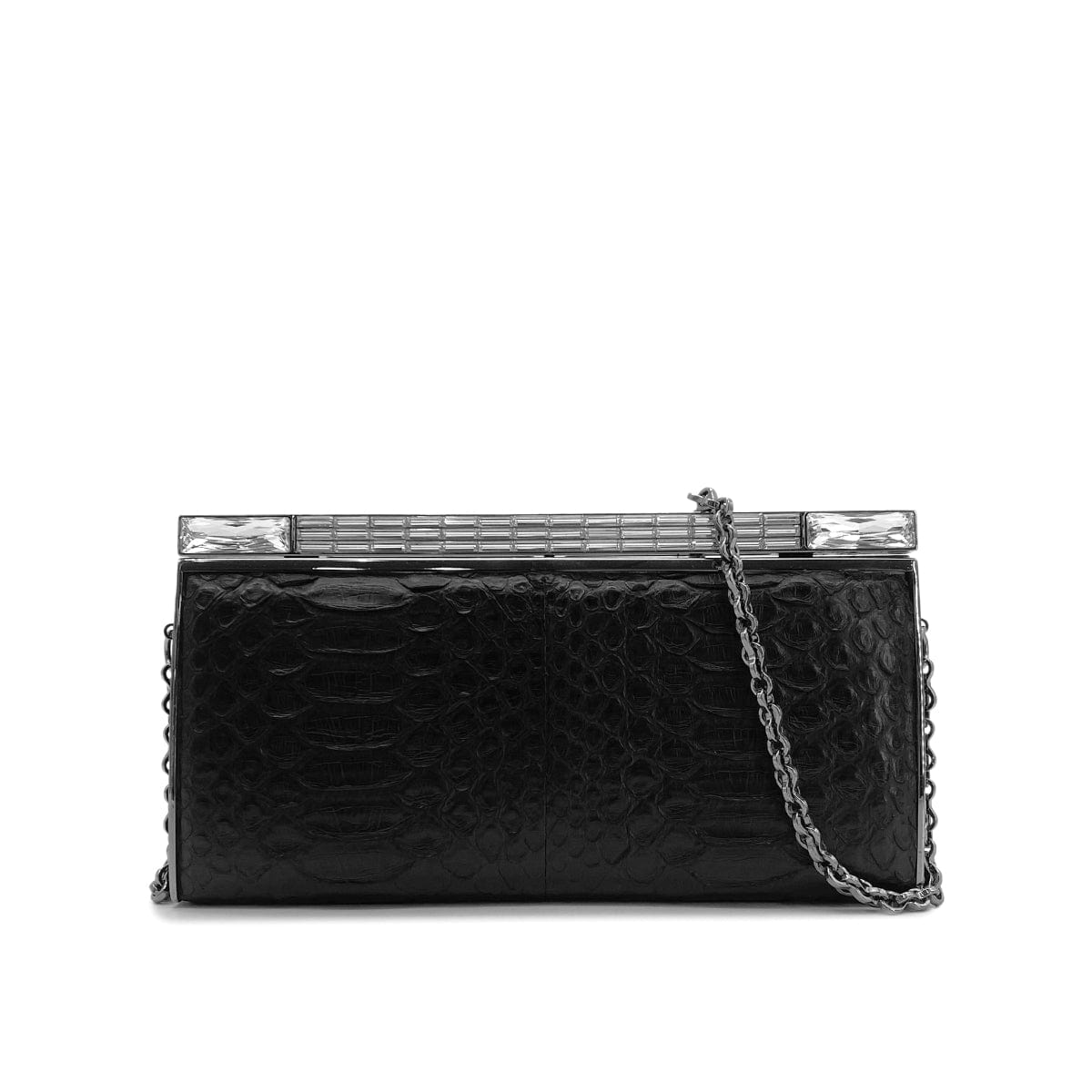 Luxury Promise Japan CHANEL CHAIN SHOULDER BAG LOGO RHINESTONE BLACK PYTHON 90281546