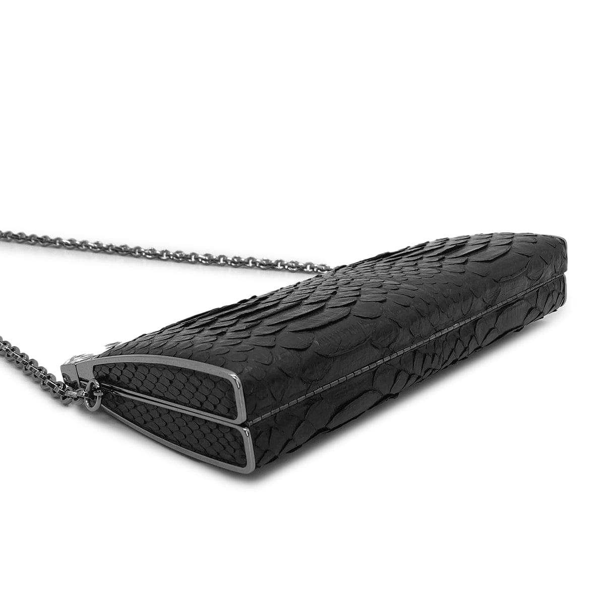 Luxury Promise Japan CHANEL CHAIN SHOULDER BAG LOGO RHINESTONE BLACK PYTHON 90281546