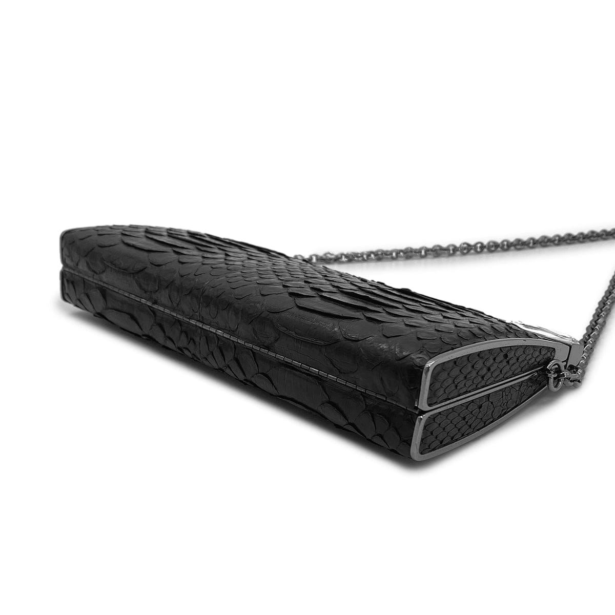 Luxury Promise Japan CHANEL CHAIN SHOULDER BAG LOGO RHINESTONE BLACK PYTHON 90281546