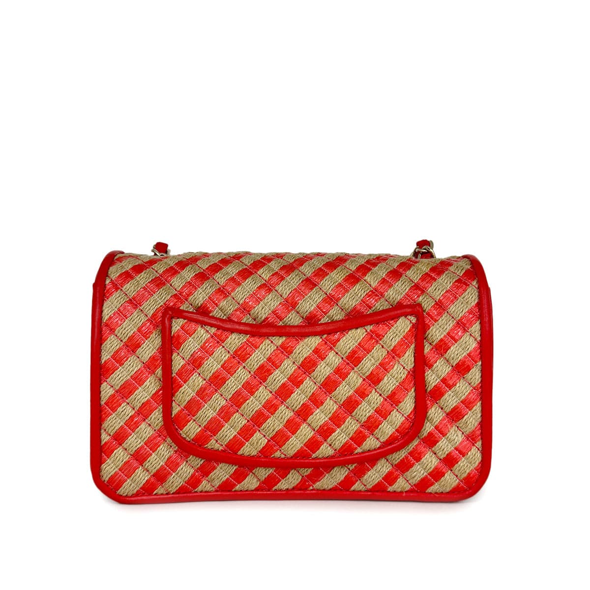 Luxury Promise Japan CHANEL CHAIN SHOULDER BAG ORANGE RAFIA LEATHER 90296555