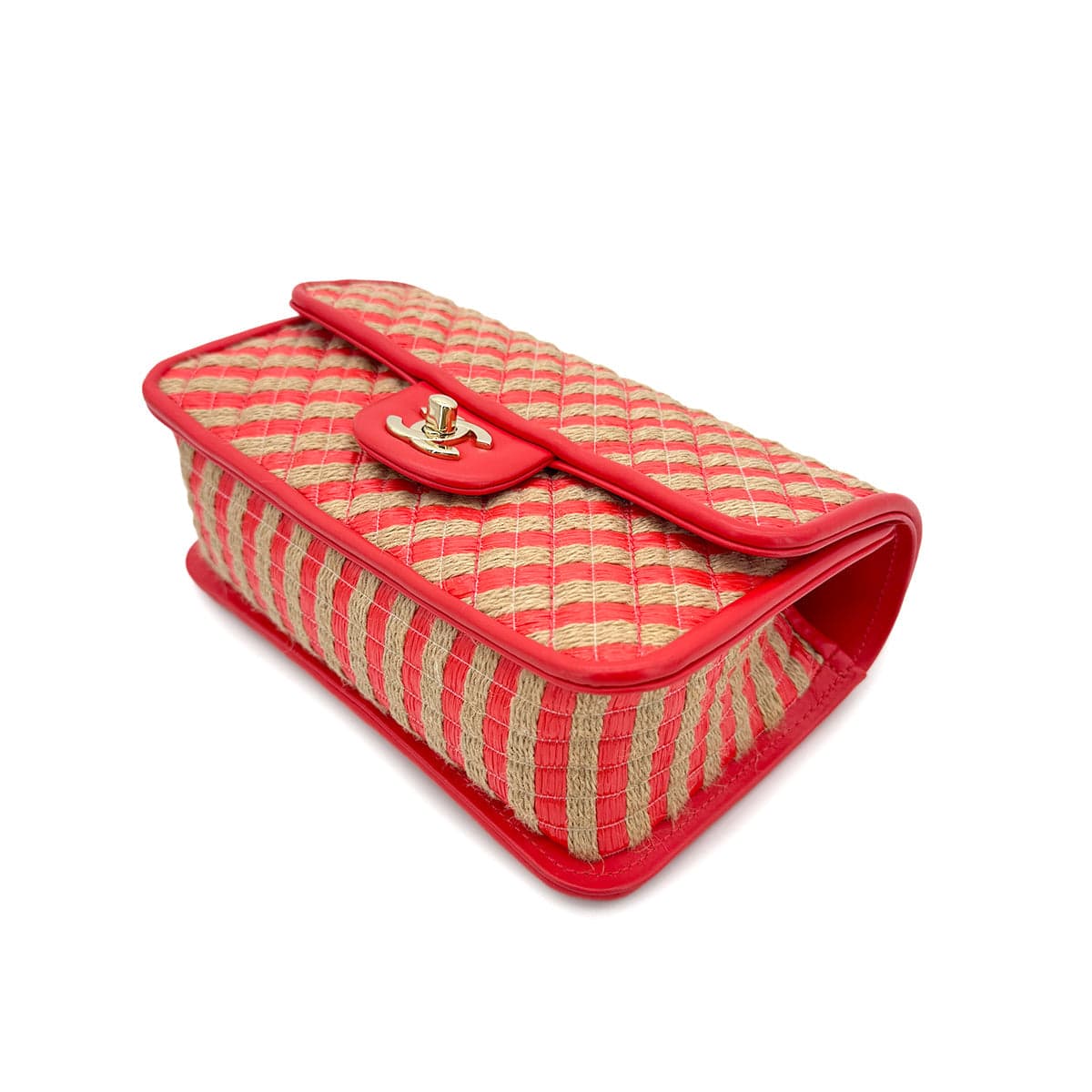 Luxury Promise Japan CHANEL CHAIN SHOULDER BAG ORANGE RAFIA LEATHER 90296555