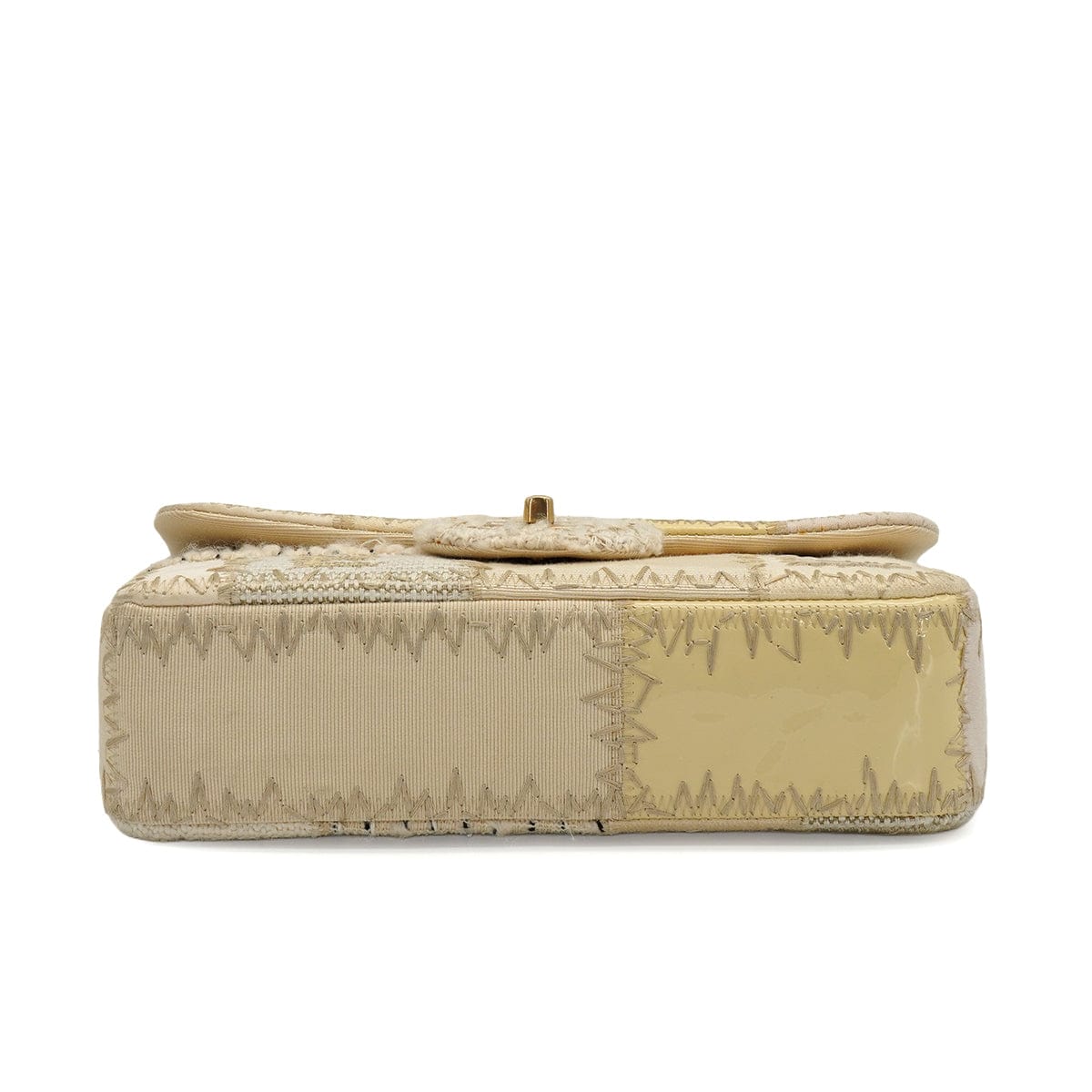 Luxury Promise Japan CHANEL CHAIN SHOULDER BAG PATCHWORK BEIGE TWEED GOLD HARDWARE 90344451