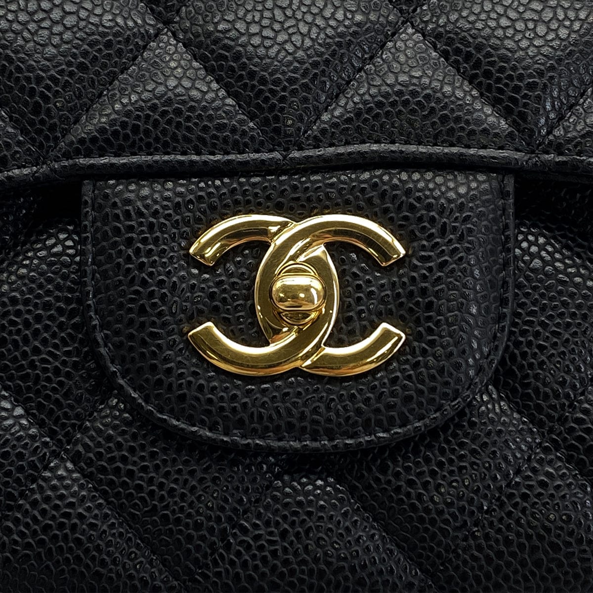 Luxury Promise Japan CHANEL CLASSIC FLAP JUMBO CHAIN SHOULDER BAG BLACK CAVIAR SKIN GOLD HARDWARE 90323977