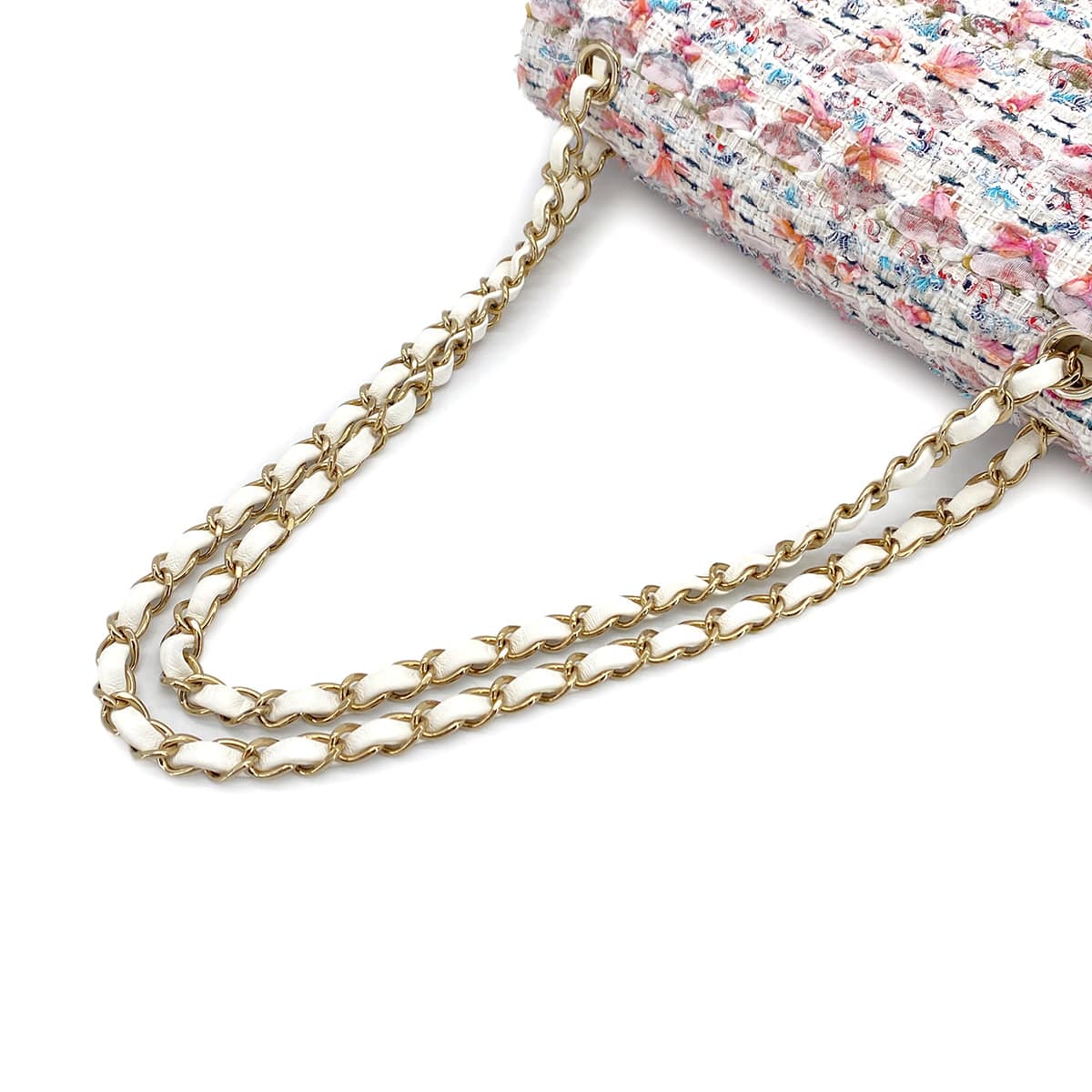 Luxury Promise Japan CHANEL CLASSIC FLAP MEDIUM CHAIN SHOULDER BAG MULTICOLOR TWEED GOLD HARDWARE 90324755
