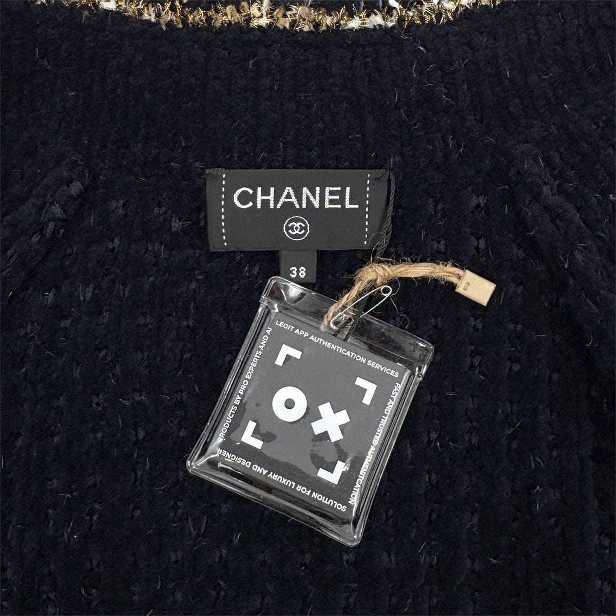 Luxury Promise Japan CHANEL COCO BUTTON BORDER TWEED LONG COAT BLACK GOLD WOOL 38 P64 RTW 90324155