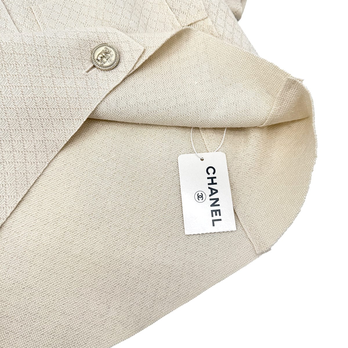 Luxury Promise Japan CHANEL COCO BUTTON CARDIGAN BEIGE SILK 38 P44 RTW 90284015