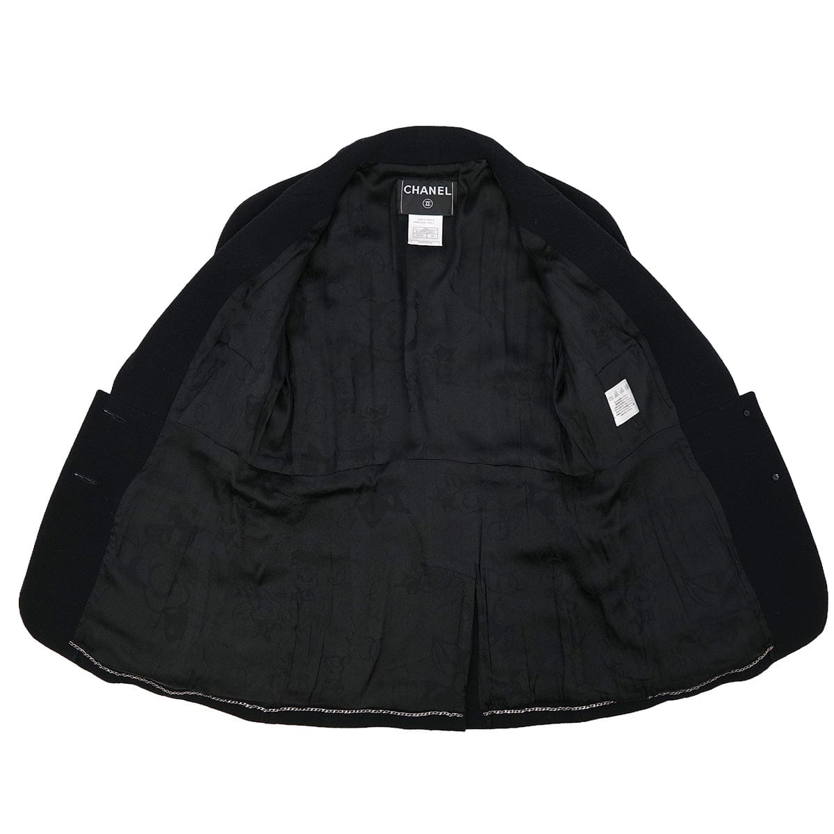 Luxury Promise Japan CHANEL COCO BUTTON JACKET BLACK WOOL 38 07A RTW 90323522